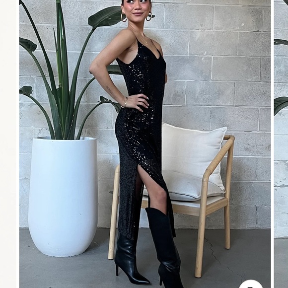 Black Tape Midi Dress - Picture 2 of 10